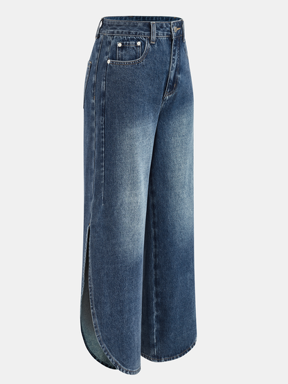 Montserrat | Jeans Pierna Ancha con Abertura Lateral