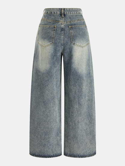 Hortensia | Jeans Pierna Ancha con Botonadura Asimétrica