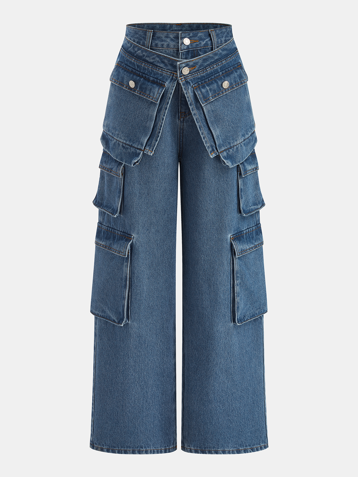 Mercedes | Jeans Pierna Ancha Multibolsillos
