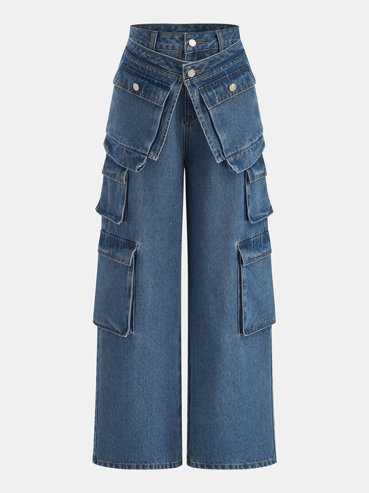 Mercedes | Jeans Pierna Ancha Multibolsillos