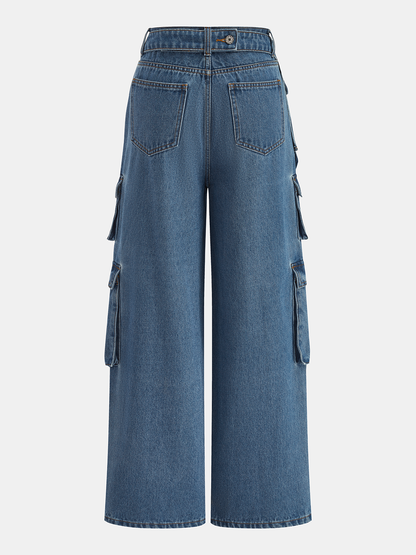 Mercedes | Jeans Pierna Ancha Multibolsillos