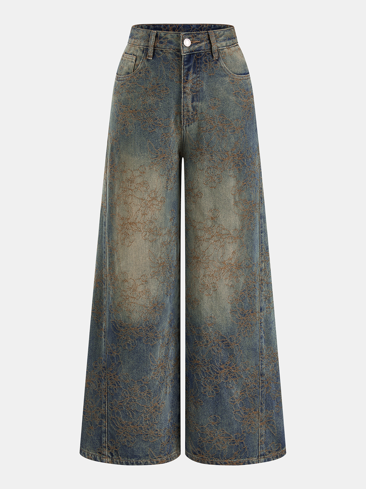 Leire | Jeans Pierna Ancha de Jacquard