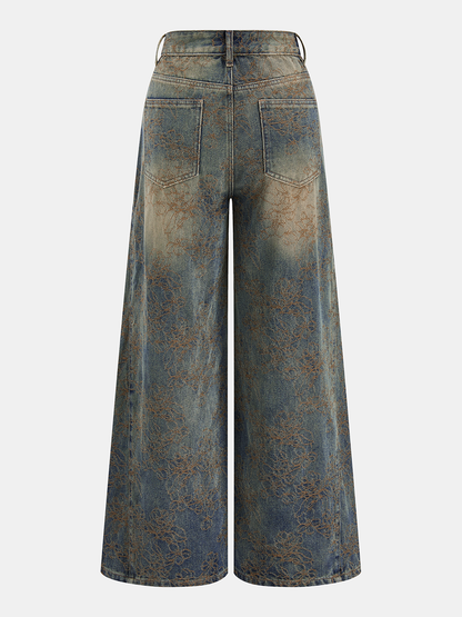 Leire | Jeans Pierna Ancha de Jacquard