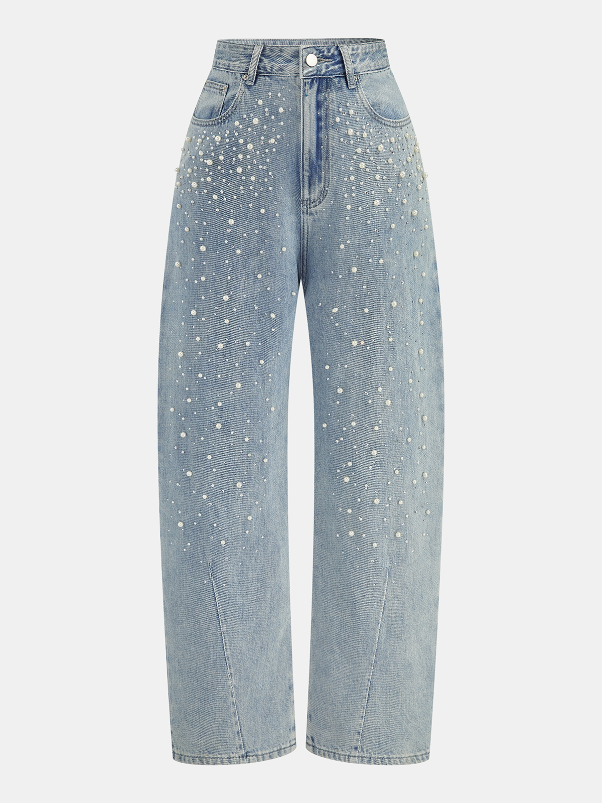 Nazaret | Jeans Curvos con Perlas y Strass