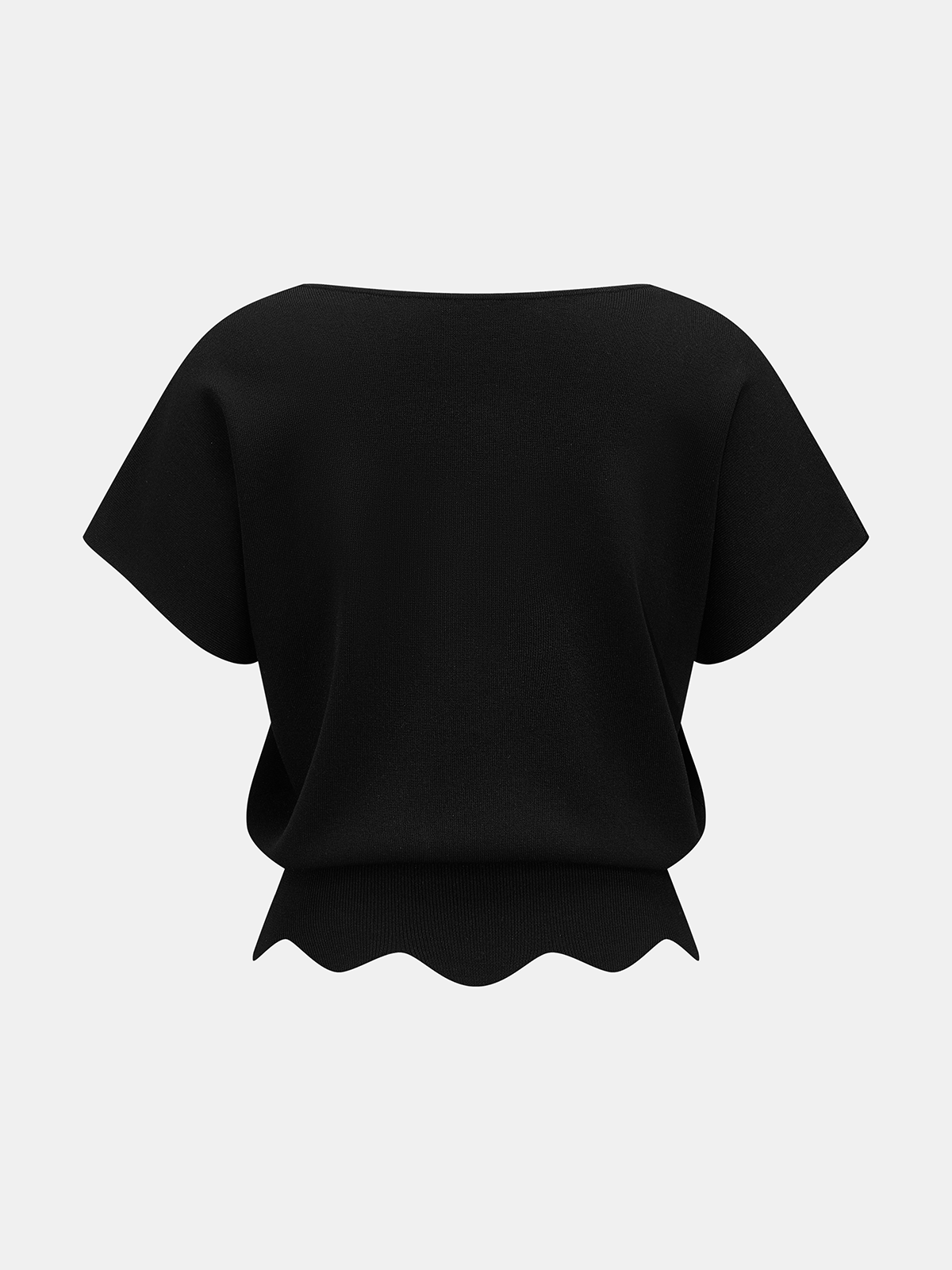Yasmina | Top de Punto Cuello en V con Bajo Festoneado