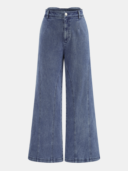 Maite | Jeans Pierna Ancha Tiro Alto con Lazo Trasero