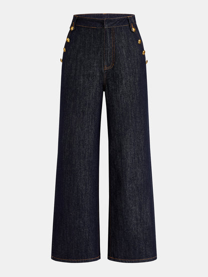 Miriam | Jeans con Doble Hilera de Detalles Metálicos