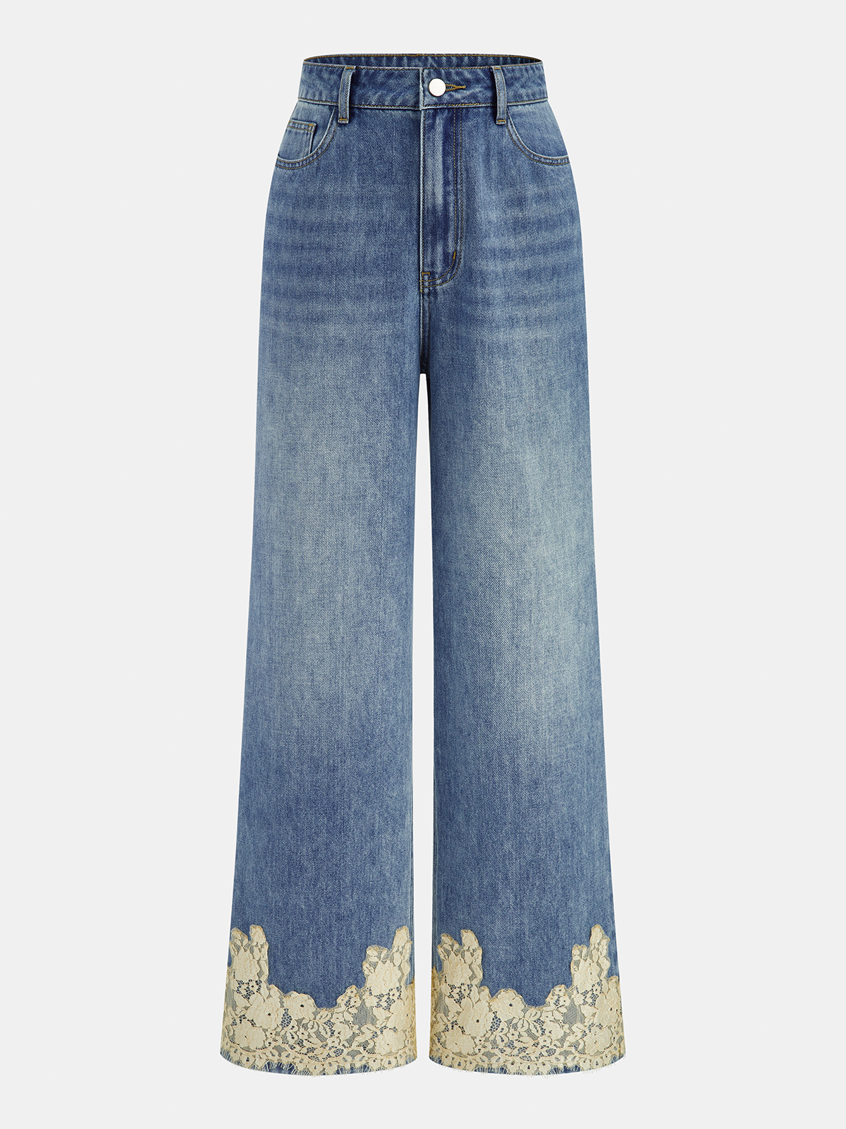 Vanesa | Jeans de Tiro Medio con Ribete de Encaje