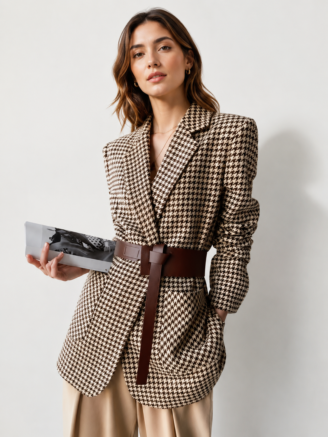 Eugenia | Blazer Pata de Gallo con Abertura y Cinturón