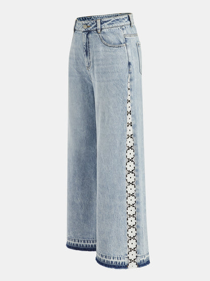 Natalia | Jeans Pierna Ancha con Encaje Lateral