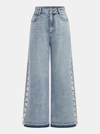 Natalia | Jeans Pierna Ancha con Encaje Lateral