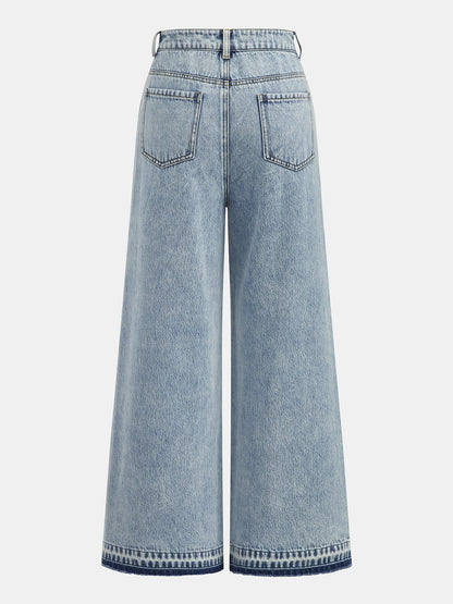 Natalia | Jeans Pierna Ancha con Encaje Lateral