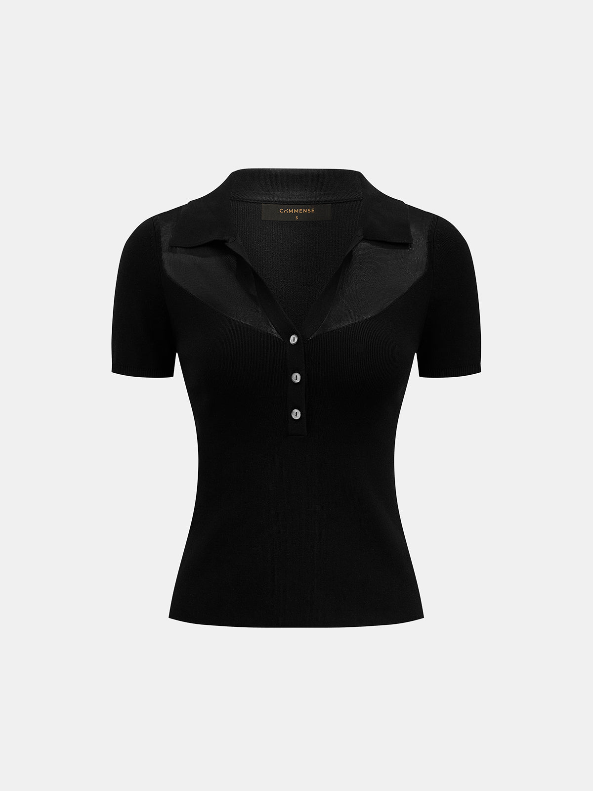 Fabiana | Top de Punto Cuello Polo con Transparencias