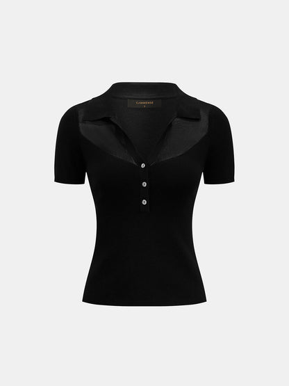 Fabiana | Top de Punto Cuello Polo con Transparencias