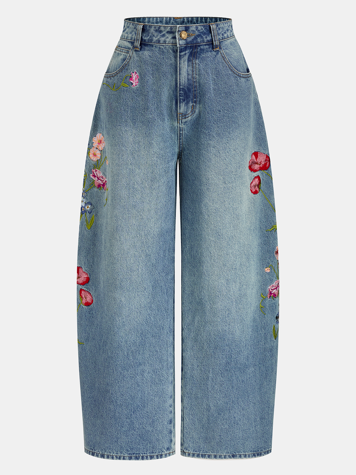 Queralt | Jeans Curvos con Bordado Floral