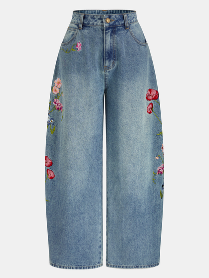 Queralt | Jeans Curvos con Bordado Floral