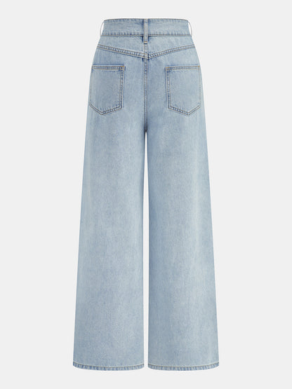 Cristina | Jeans Pierna Ancha Lavados con Pinzas