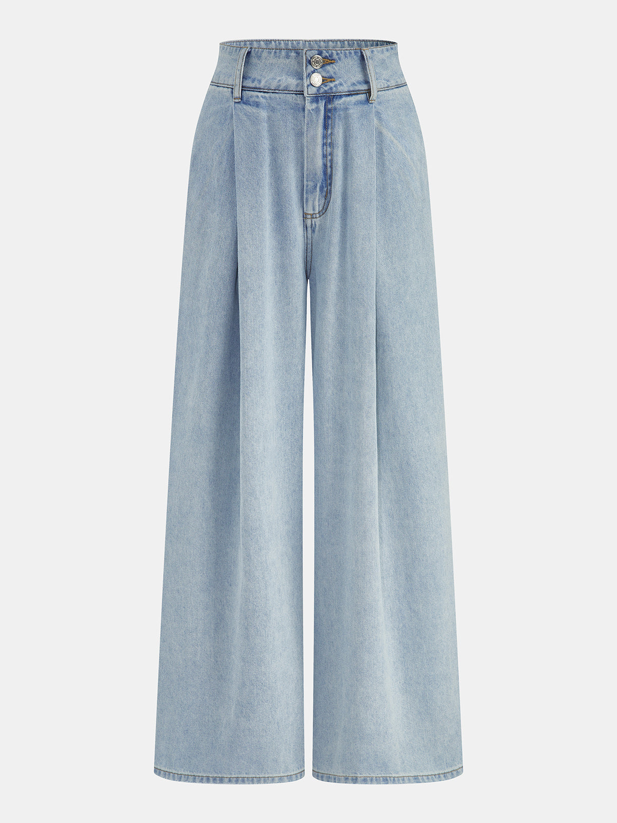 Cristina | Jeans Pierna Ancha Lavados con Pinzas