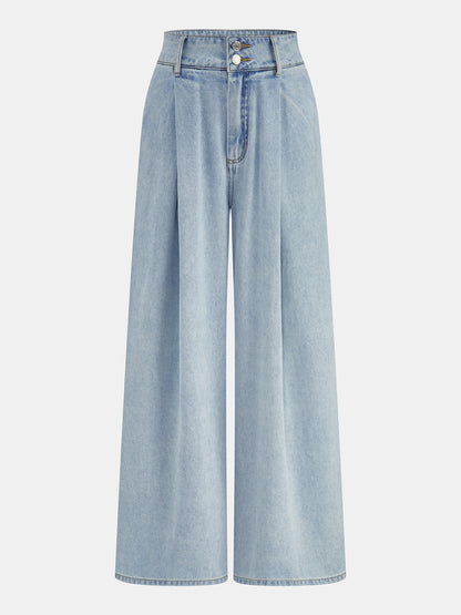 Cristina | Jeans Pierna Ancha Lavados con Pinzas