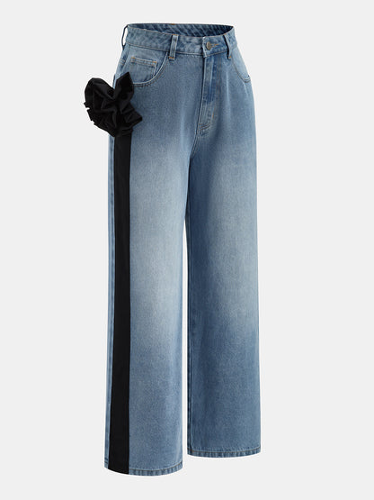Lourdes | Jeans Rectos con Detalle Floral