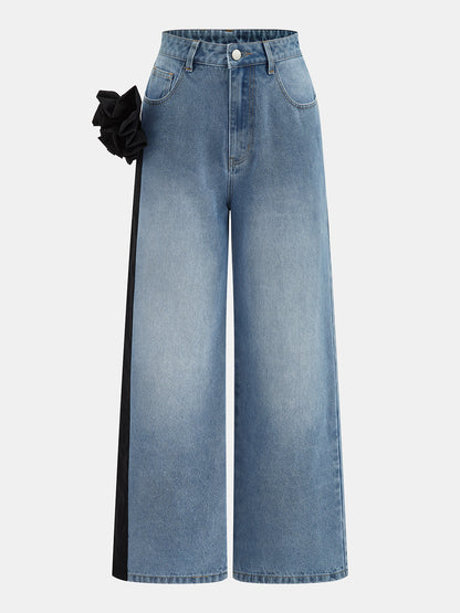 Lourdes | Jeans Rectos con Detalle Floral