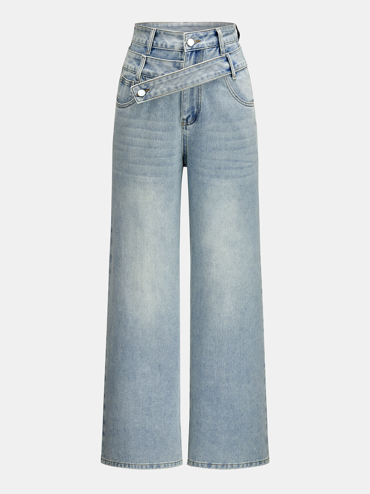 Verónica | Jeans Pierna Ancha de Doble Cintura
