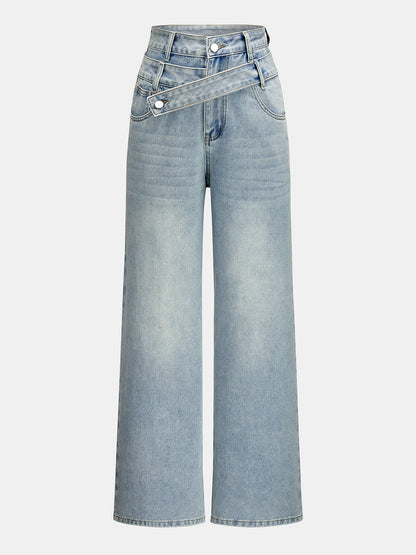 Verónica | Jeans Pierna Ancha de Doble Cintura