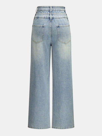 Verónica | Jeans Pierna Ancha de Doble Cintura