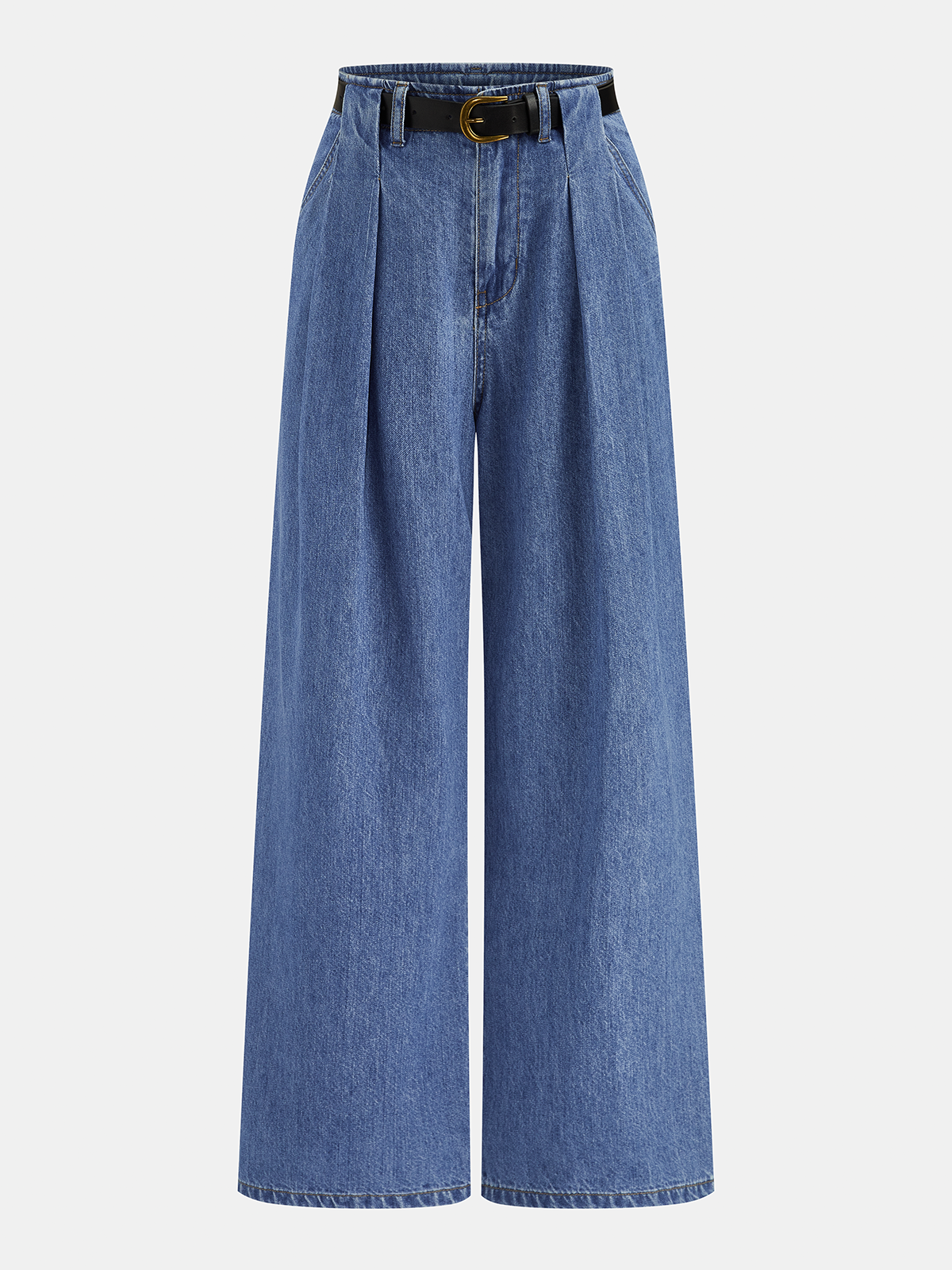 Ruth | Jeans Pierna Ancha con Pinzas y Cinturón