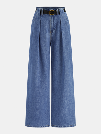 Ruth | Jeans Pierna Ancha con Pinzas y Cinturón
