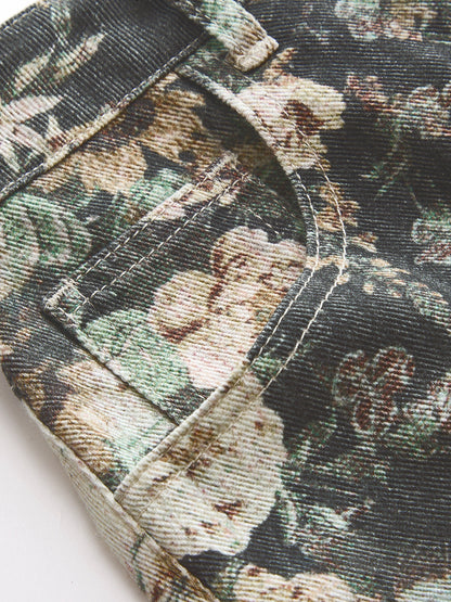 Vintage Floral Denim Shorts