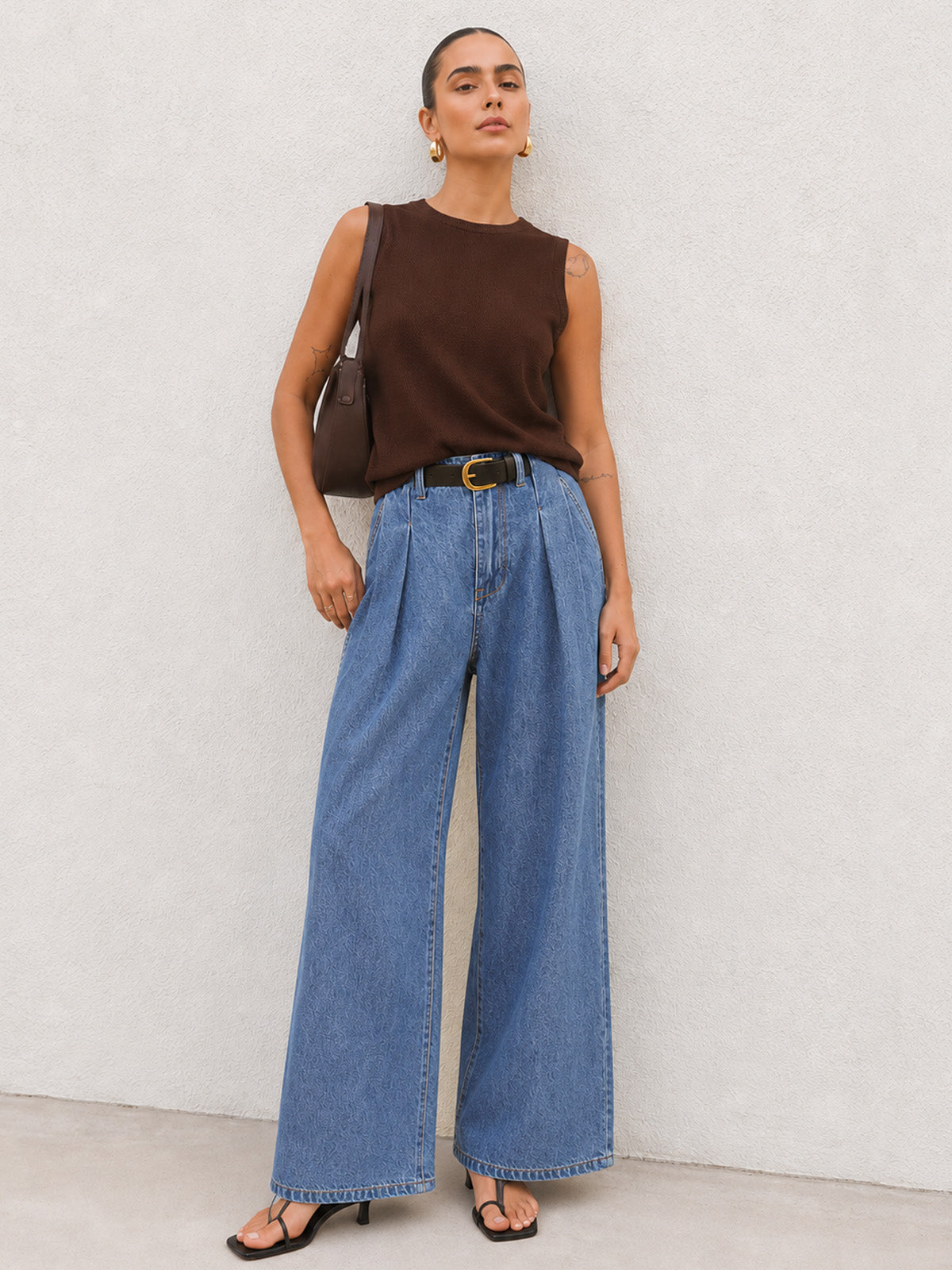 Ruth | Jeans Pierna Ancha con Pinzas y Cinturón