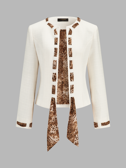 Amparo | Blazer de Tweed con Lazos de Leopardo
