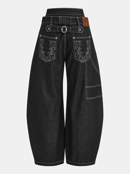 Milagros | Jeans Barrel de Doble Cintura