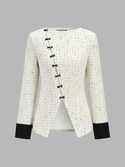 Rosalba | Blazer de Tweed con Alamares y Puños en Contraste