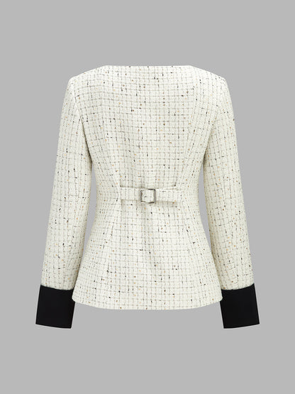 Rosalba | Blazer de Tweed con Alamares y Puños en Contraste