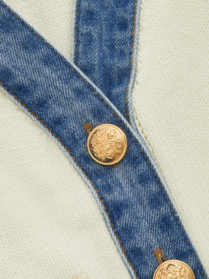 Sonsoles | Chaleco de Punto con Cuello Vaquero