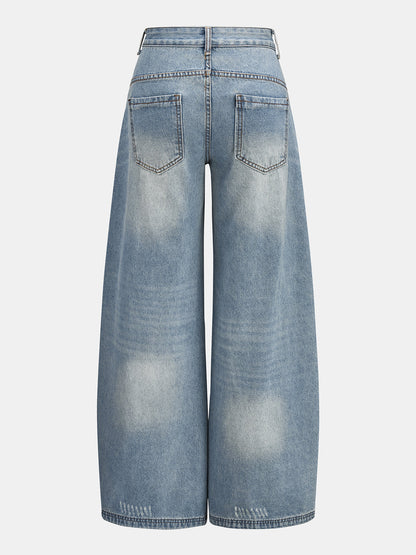 Aroa | Jeans Pierna Ancha con Corazones Decorativos