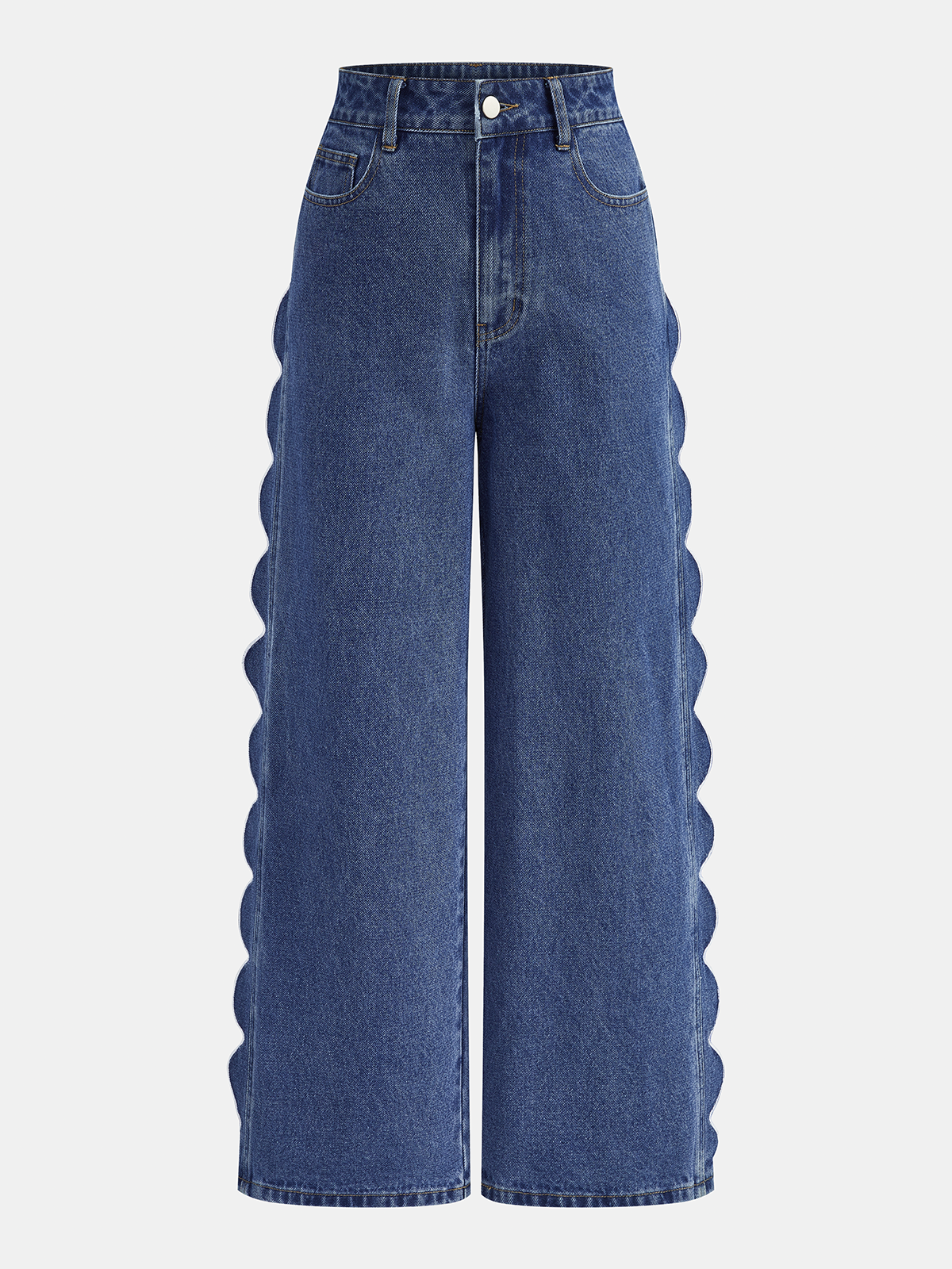 Lorena | Jeans Pierna Ancha con Lateral Festoneado