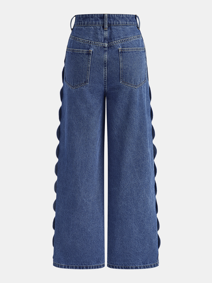 Lorena | Jeans Pierna Ancha con Lateral Festoneado