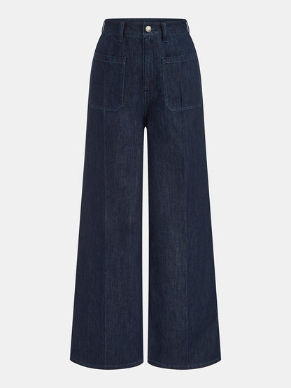 Denim Cropped Shirt & Wide Leg Jeans Set
