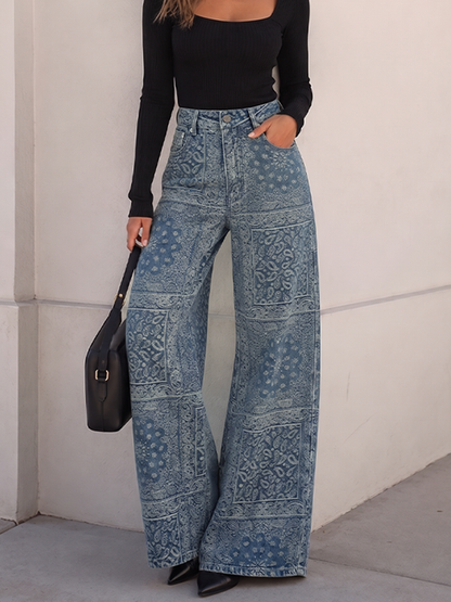 Sandra | Jeans Rectos Estampado Bandana