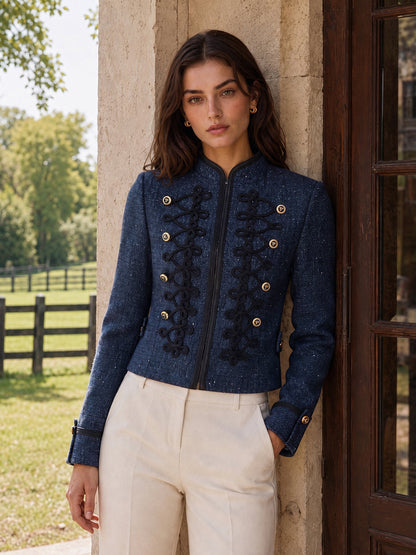 Genoveva | Blazer de Tweed Estilo Militar