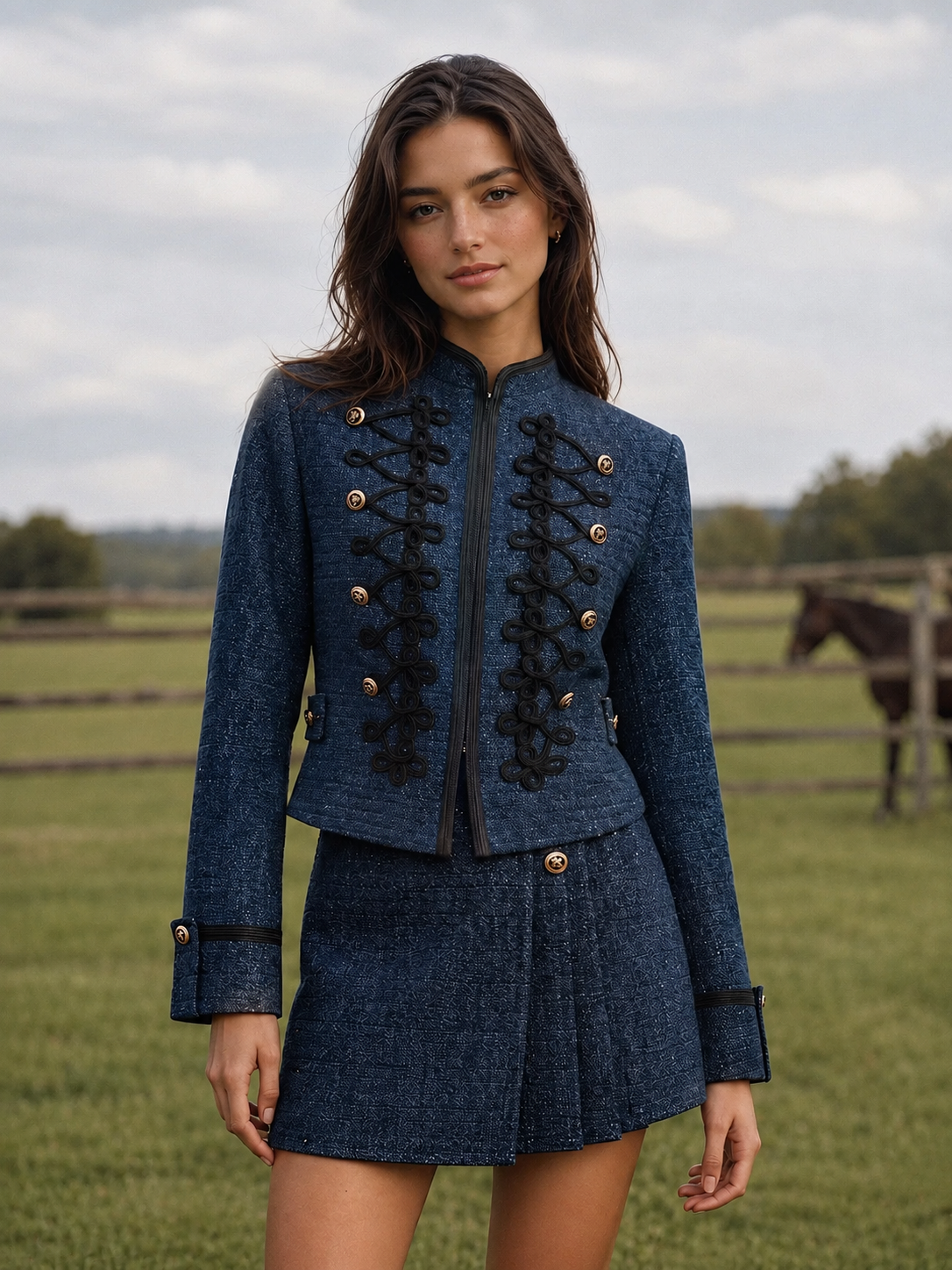 Genoveva | Blazer de Tweed Estilo Militar