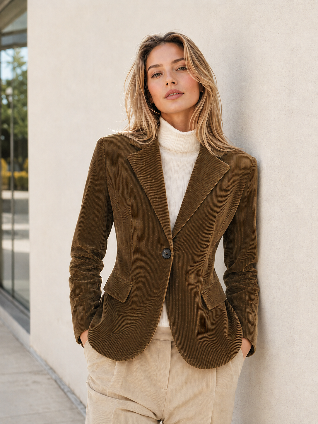 Florencia | Blazer de Pana con Hombros Marcados