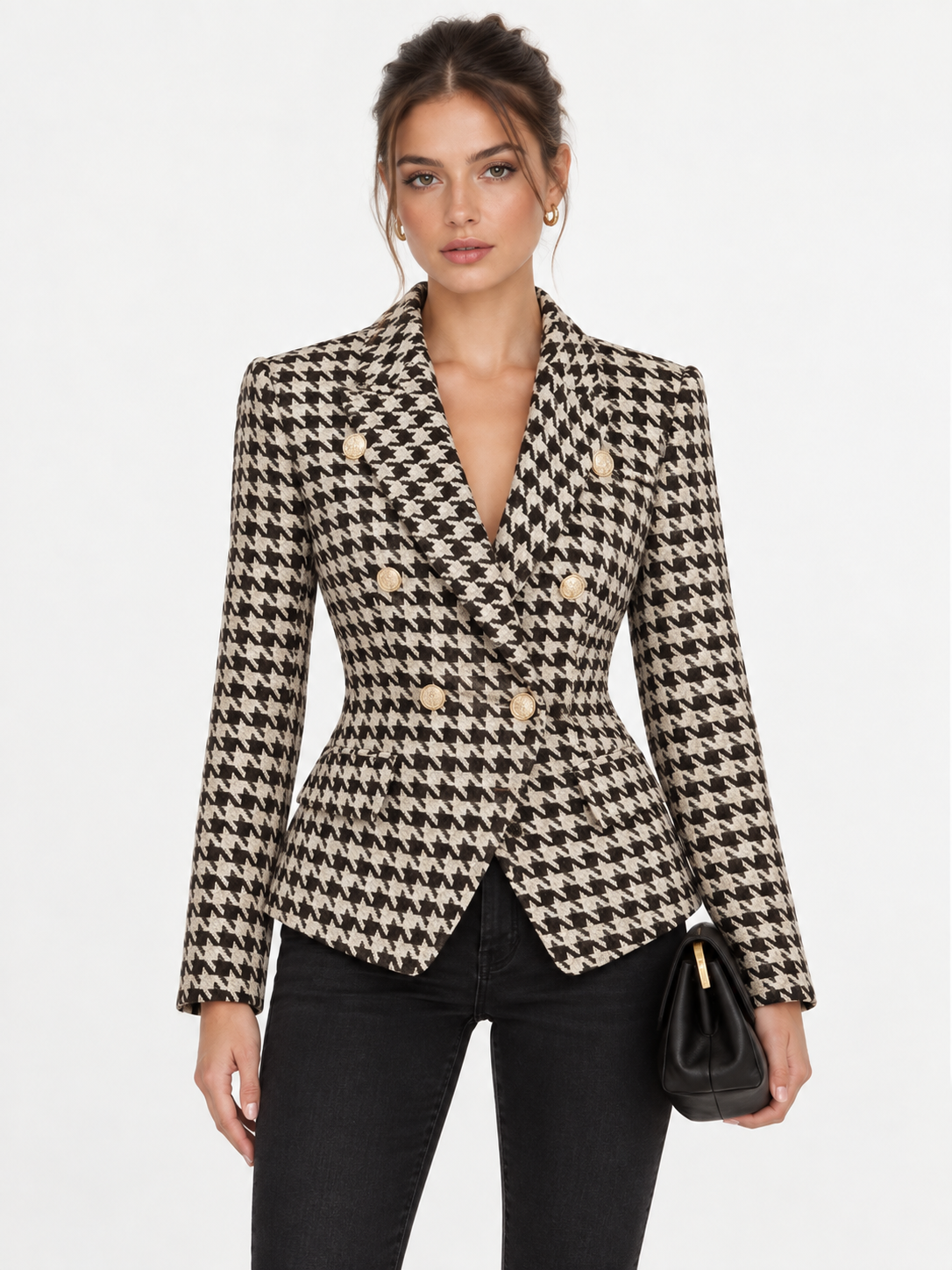 Soraya | Blazer de Tweed Pata de Gallo con Botones Metálicos