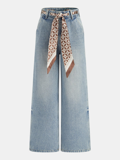Raquel | Jeans Rectos con Pañuelo Anudado