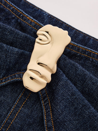 Gema | Jeans Rectos con Cintura Torcida y Hebilla