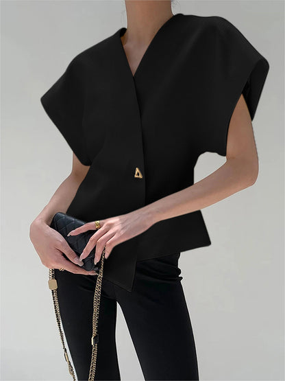 Flor | Blusa sin Mangas con Botones y Escote en V
