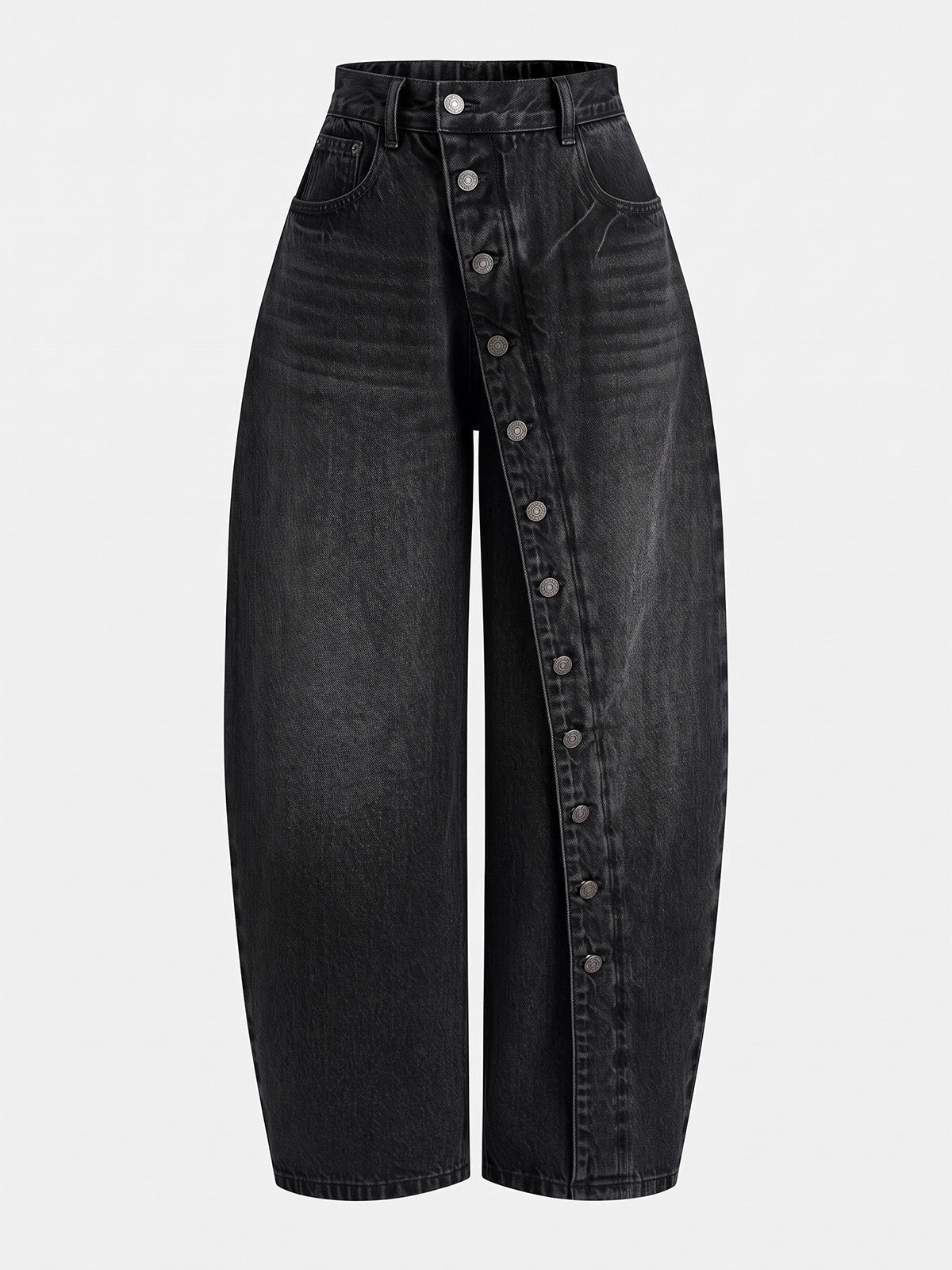 Tatiana | Jeans Barrel Tiro Alto con Botones en Diagonal